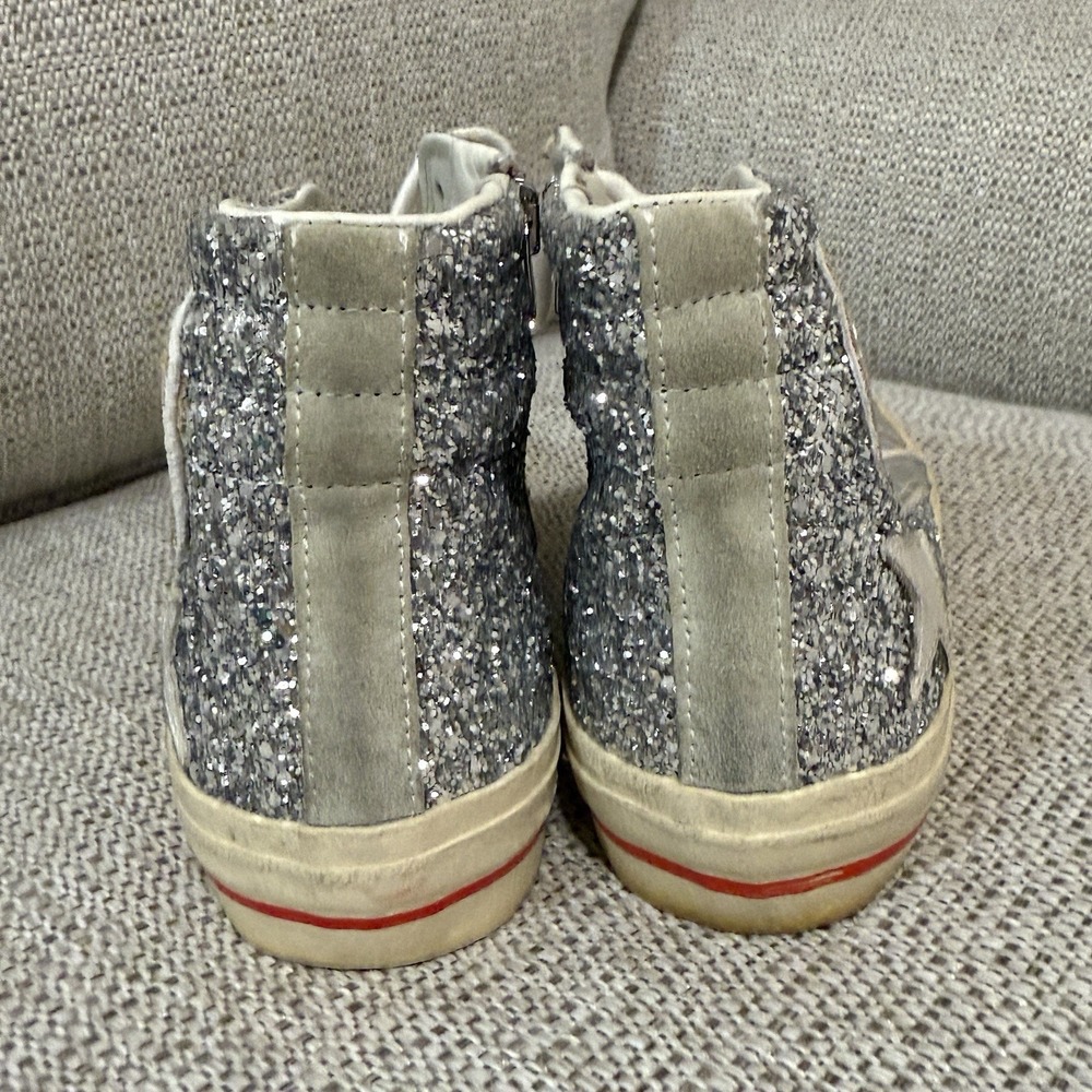 Golden Goose Slide with Laminated Leather Upper and Silver Glitter Size 36 - Picture 9 of 14